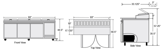 BPT-93 | Bison 93" Pizza Prep Unit