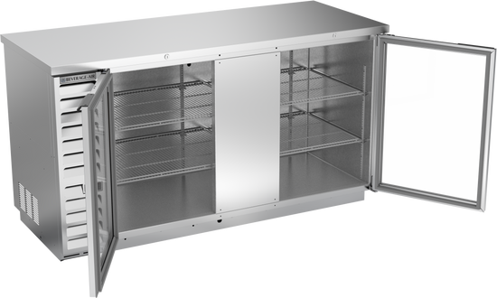 BB68HC-1-G-S | 68" Glass Doors Back Bar in Stainless Steel