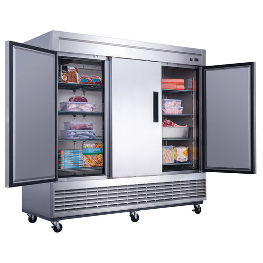 Dukers D83F Commercial 3-Door Freezer in Stainless Steel