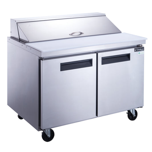 Dukers DSP48-12-S2 Commercial 2-Door Refrigerated Sandwich Salad Food Prep Table in Stainless Steel