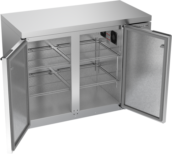 BB48HC-1-F-S-27 | 48" Solid Doors Food Rated Back Bar in Stainless Steel with SS Top