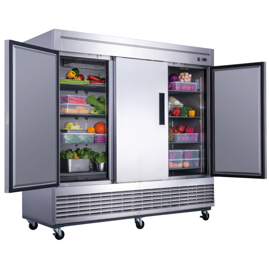 Dukers - D83R 3-Door Commercial Refrigerator in Stainless Steel