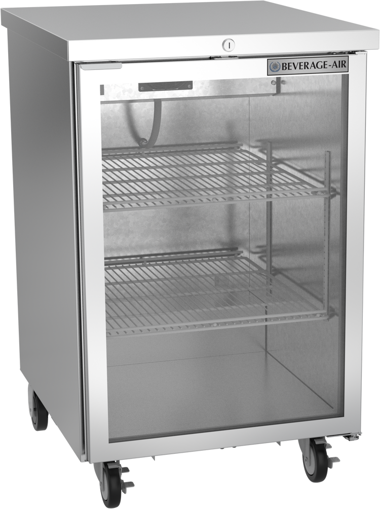 BB24HC-1-FG-S | 24" Glass Door Food Rated Back Bar in Stainless Steel