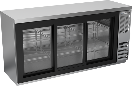 BB72HC-1-F-GS-S-27 | 72" Glass Doors Food Rated Back Bar in Stainless Steel with SS Top