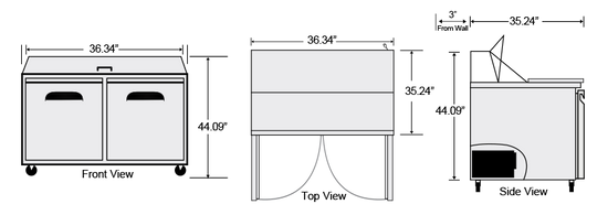 AST-36 | 36" 1 Door Sandwich / Salad Prep Station