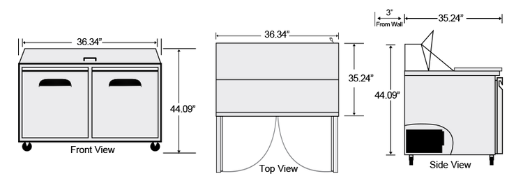 AST-36 | 36" 1 Door Sandwich / Salad Prep Station