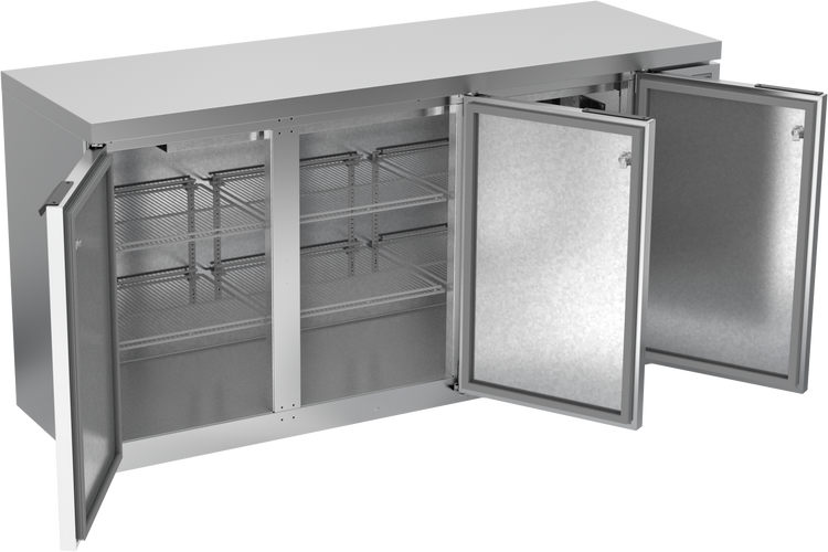 BB72HC-1-S-27 | 72" Solid Doors Back Bar in Stainless Steel with SS Top