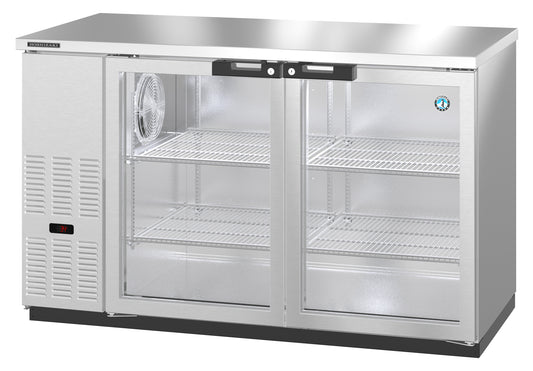 BB59-G-S, Stainless Steel Back Bar Refrigerator, Two Section with Lockable Glass Doors