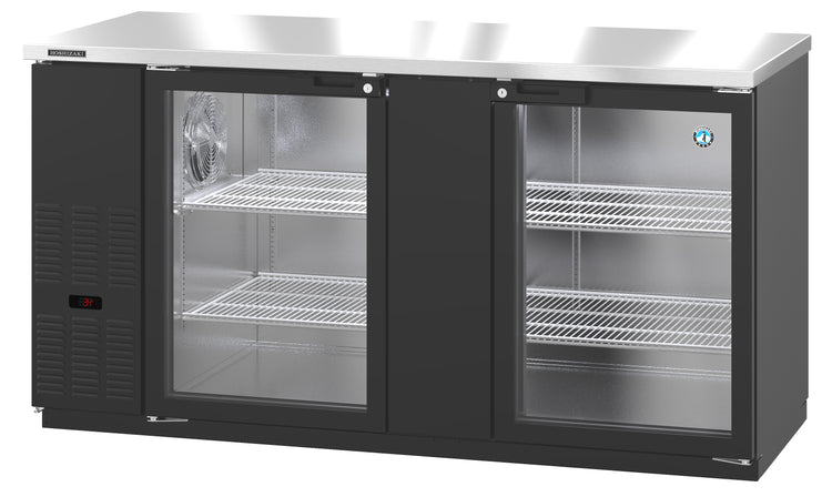 BB69-G, Black Vinyl Back Bar Refrigerator, Two Section with Lockable Glass Doors