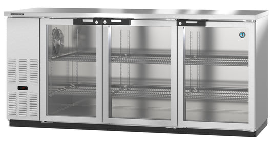 BB80-G-S, Stainless Steel Back Bar Refrigerator, Three Section with Lockable Glass Doors