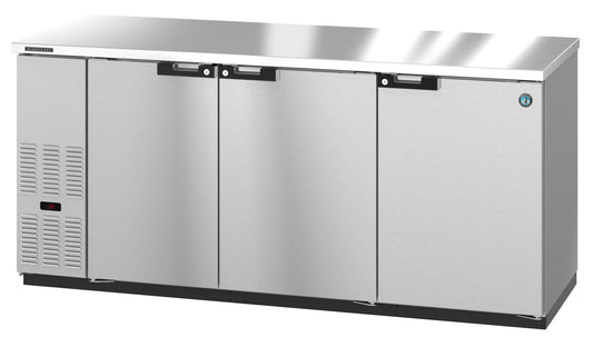 BB80-S, Stainless Steel Back Bar Refrigerator, Three Section with Lockable Solid Doors