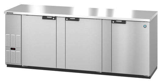 BB95-S, Stainless Steel Back Bar Refrigerator, Three Section with Lockable Solid Doors