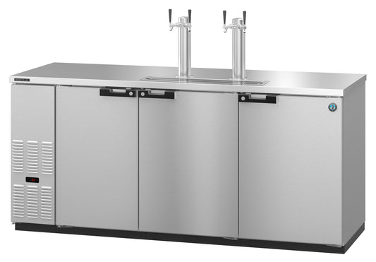 DD80-S, Stainless Steel Back Bar Direct Draw Refrigerator, Three Section with Lockable Solid Doors