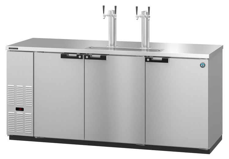 DD80-S, Stainless Steel Back Bar Direct Draw Refrigerator, Three Section with Lockable Solid Doors