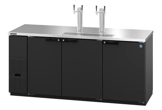 DD80, Black Vinyl Back Bar Direct Draw Refrigerator, Three Section with Lockable Solid Doors