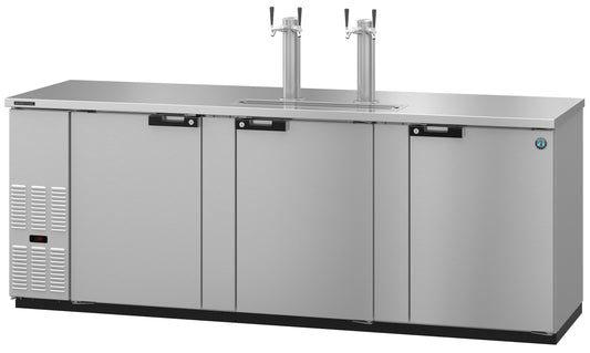 DD95-S, Stainless Steel Back Bar Direct Draw Refrigerator, Three Section with Lockable Solid Doors