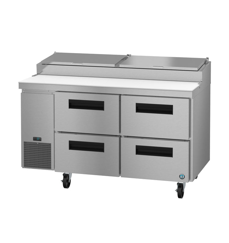 PR60B-D4, Pizza Prep Table Refrigerator, Two Section with Stainless Drawers