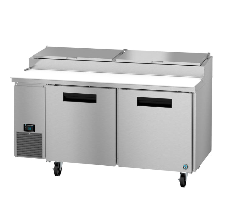 PR67B, Pizza Prep Table Refrigerator, Two Section with Stainless Doors