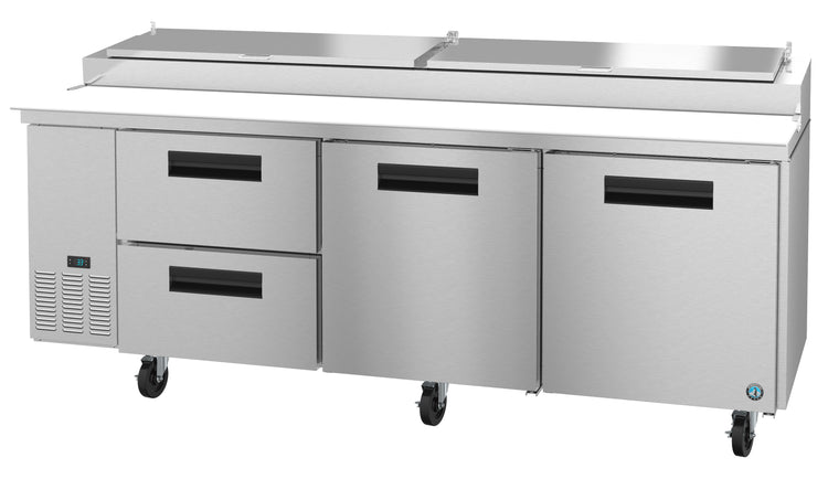 PR93A-D2, Pizza Prep Table Refrigerator, Three Section with Drawer/Door Combo