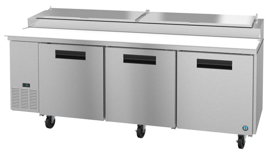 PR93A, Pizza Prep Table Refrigerator, Three Section with Stainless Doors