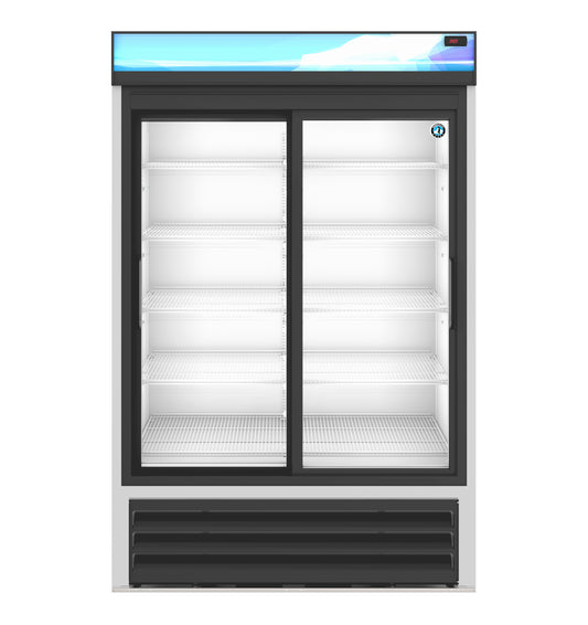 RM-45-SD-HC, Glass Door Merchandiser  Refrigerator, Two Section with Full Glass Sliding Doors