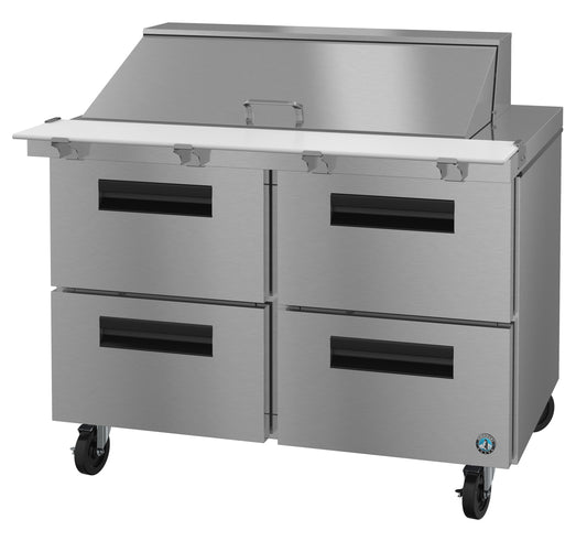 SR48A-18MD4, Mega Top Prep Table Refrigerator, Two Section with Stainless Drawers