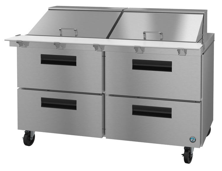 SR60A-24MD4, Mega Top Prep Table Refrigerator, Two Section with Stainless Drawers