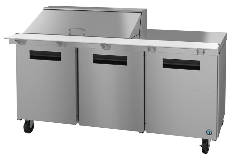 SR72A-18M, Mega Top Prep Table Refrigerator, Three Section with Stainless Doors