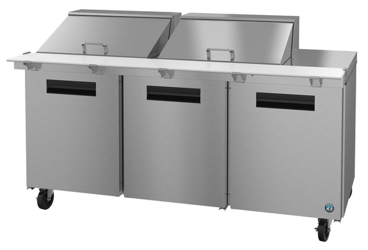 SR72A-24M, Mega Top Prep Table Refrigerator, Three Section with Stainless Doors