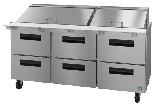 SR72A-30MD6, Mega Top Prep Table Refrigerator, Three Section with Stainless Drawers