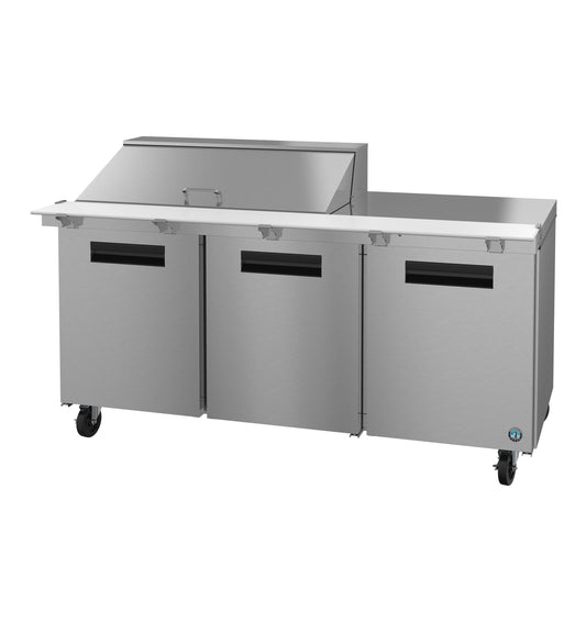 SR72B-18M, Mega Top Prep Table Refrigerator, Three Section with Stainless Doors