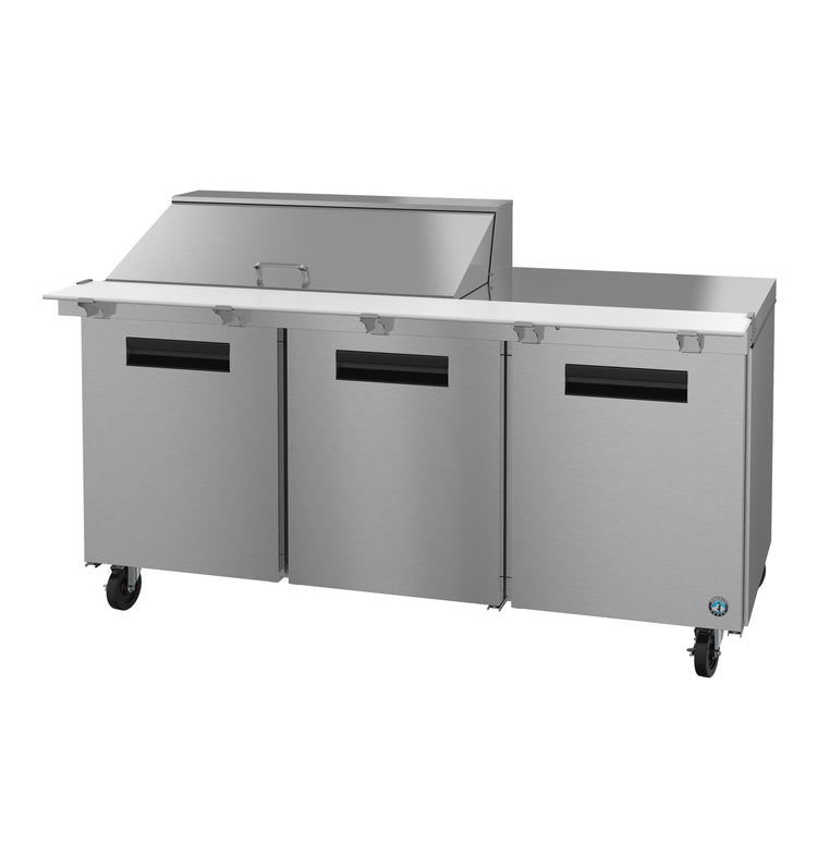 SR72B-18M, Mega Top Prep Table Refrigerator, Three Section with Stainless Doors