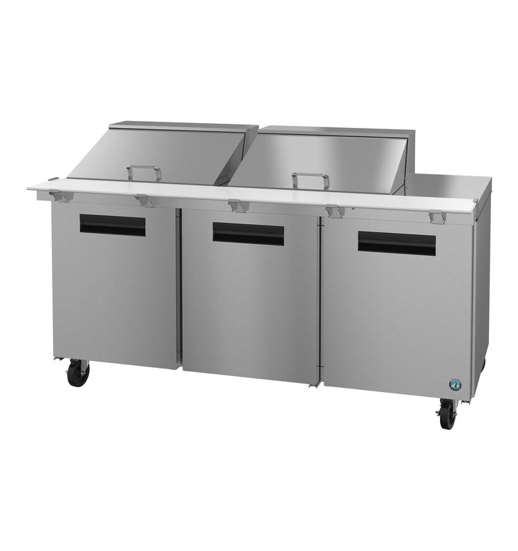 SR72B-24M, Mega Top Prep Table Refrigerator, Three Section with Stainless Doors