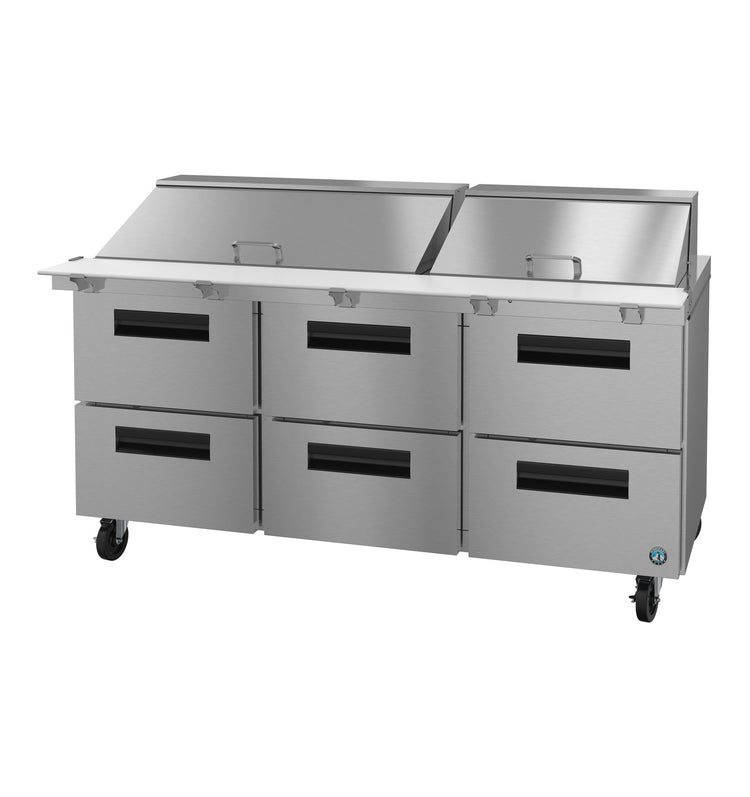 SR72B-30MD6, Mega Top Prep Table Refrigerator, Three Section with Stainless Drawers