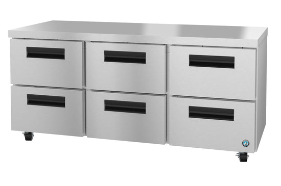 UR72A-D6, Undercounter Refrigerator, Three Section with Stainless Drawers