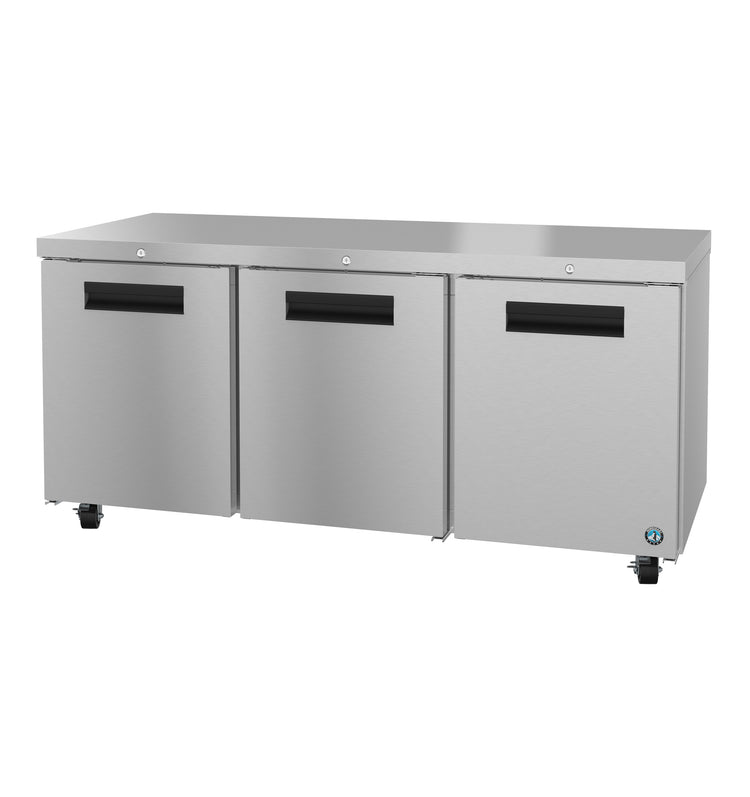 UR72B-01, Undercounter Refrigerator, Three Section with Lockable Stainless Doors